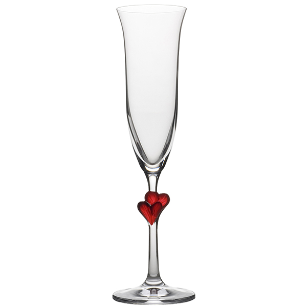Бокал для шампанского флюте «Л`амор»; хрустальное стекло; 175 мл; диаметр=70, высота=242 мм; прозрачный,красный