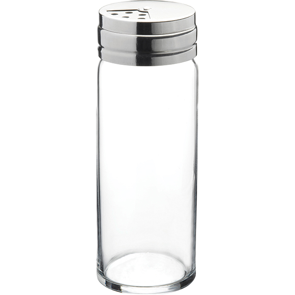 Емкость соль/перец «Бэйсик»; стекло, сталь нержавеющая; 240 мл; диаметр=52, высота=142 мм