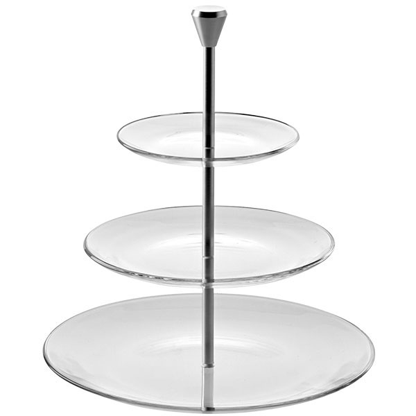 Этажерка 3-х ярусная для десерта «Фул мун» диаметр=15/21/28 см.; материал: алюминий, стекло; высота=33 см.
