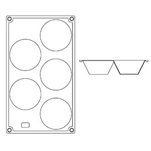 Форма кондитерская «Полусфера» 5 ячеек  материал: силикон  диаметр=80, высота=40, длина=175, ширина=300 мм Paderno