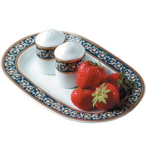 Перечница (5 шт.) «Рома»;  фарфор;  D=4.3,H=6.5см;  белый, синий;
