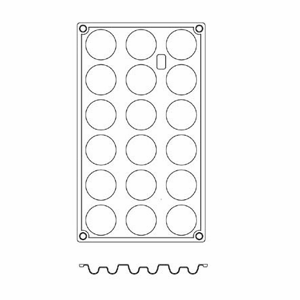 Форма кондитерская 18 штук  материал: силикон  диаметр=4, высота=0.5, длина=29.5, ширина=17.5 см. Paderno