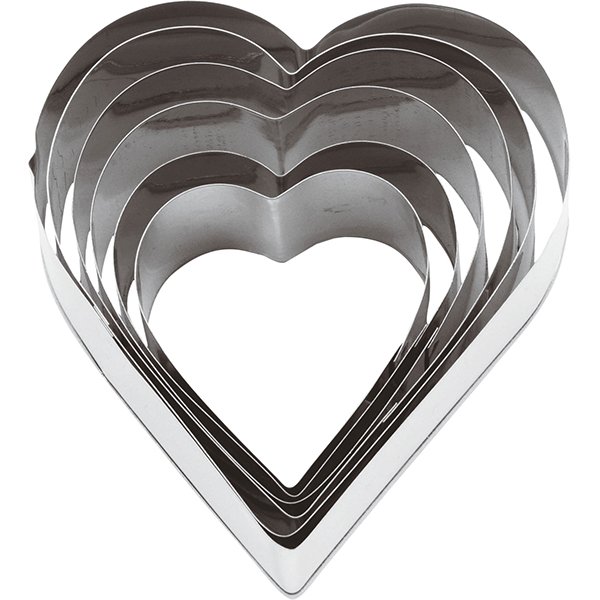 Набор кондитерских форм «Сердце» (6 штук)  сталь нержавеющая  диаметр=95, высота=32 мм Paderno